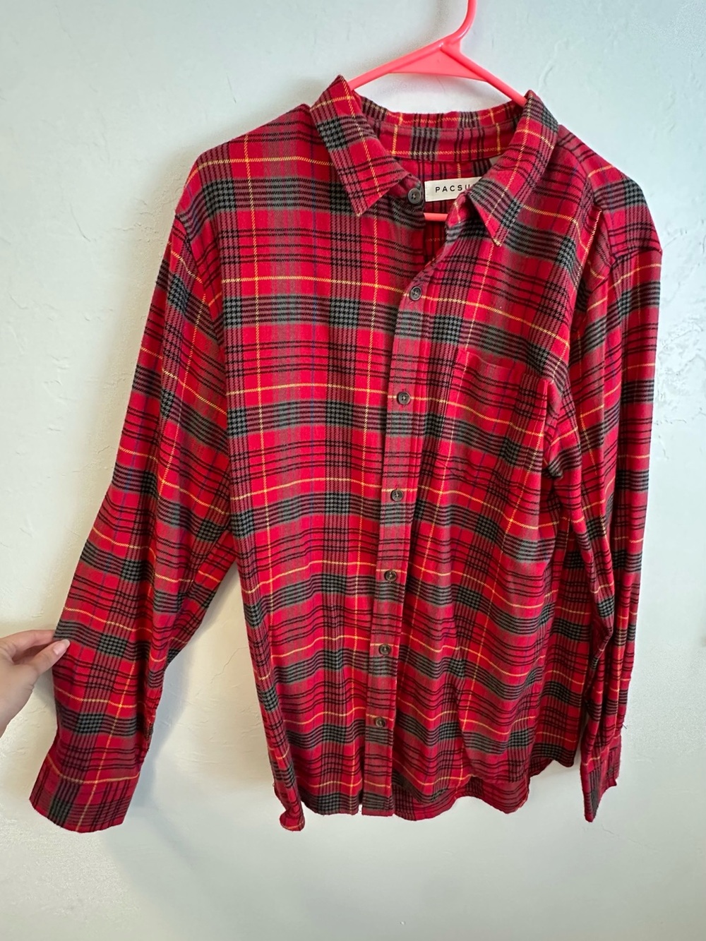 PacSun Red and Black Plaid Long-Sleeve Button-Up Shirt